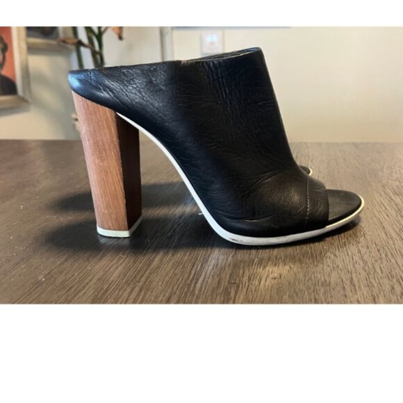 Vince Shoes - VINCE LEATHER OPEN TOE WOODEN HEEL BOOTIE 9.5